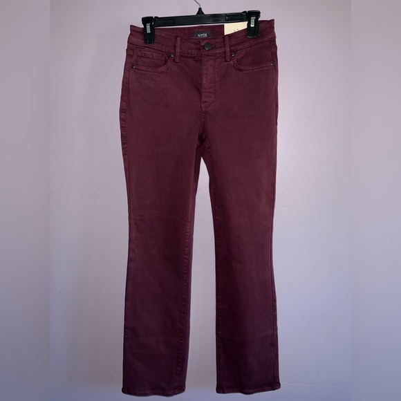 NYDJ  Marilyn Straight Lift Tuck Jeans Deep Merlot Burgundy Size 6 NWT $119 MSRP - Picture 4 of 6
